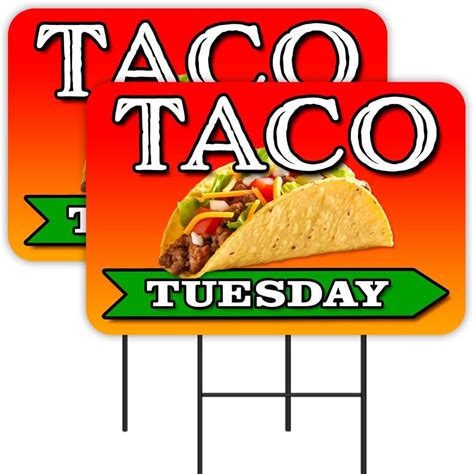 Taco Tuesday 2 Pack Yard Signs 16 X 24 Double Sided