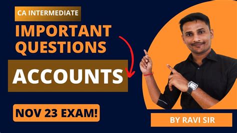 Accounts Important Questions For NOV 2023 EXAMS CA Inter Group 1