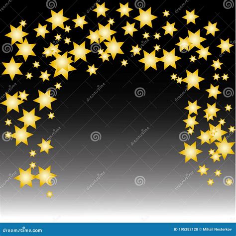 Golden Stars On Black Background Stock Vector Illustration Of