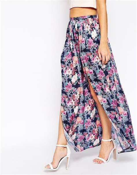 ASOS Maxi Skirt With Splits In Floral Print At Asos Maxi Skirt