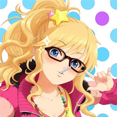 Safebooru 1girl Blonde Hair Blue Eyes Candy Glasses Idolmaster