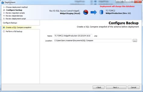 Using The Deployment Wizard Sql Compare 11 Product Documentation