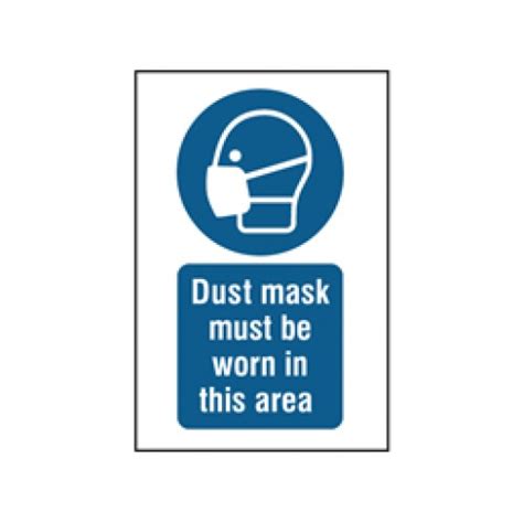 Dust Mask Must Be Worn In This Area Symbol And Text Safety