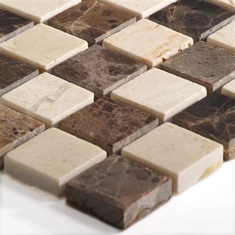 Muster Von Marmor Naturstein Mosaikfliesen Beige Braun Mix Tg