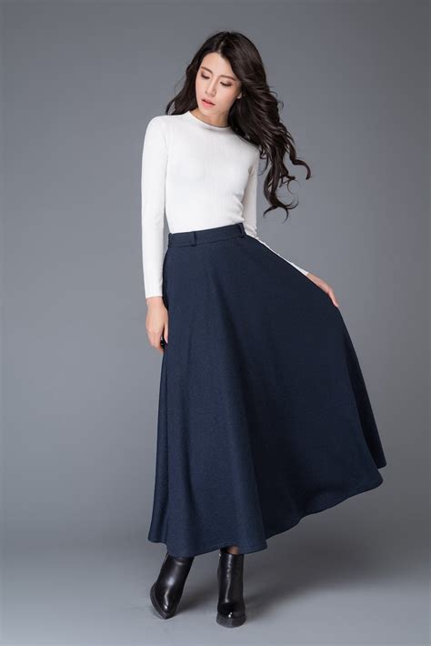 Long Wool Skirt Maxi Wool Skirt Wool Skirt Women Autumn Etsy