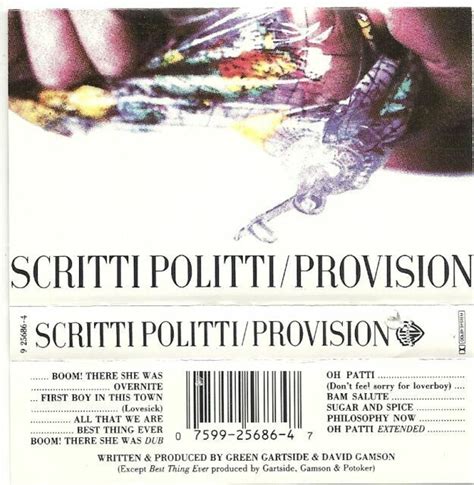 Provision By Scritti Politti Cassette Jun Warner Bros For