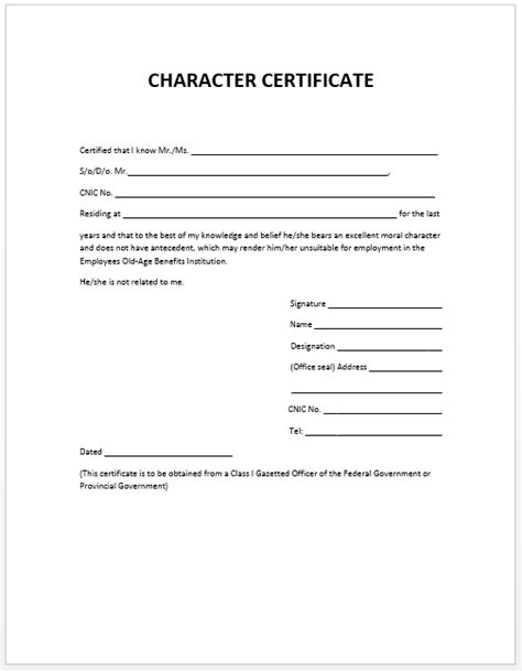 10 Character Certificate Templates Free Printable Word And Pdf Certificate Format Free