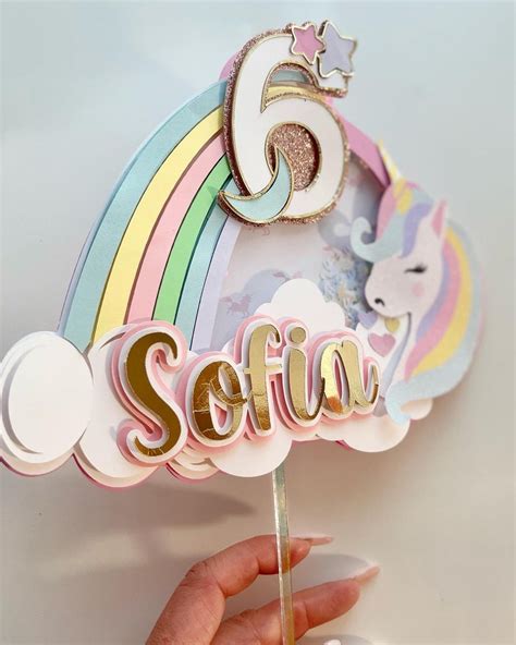 Unicorn Rainbow Birthday Shaker Cake Topper Etsy