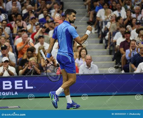 Grand Slam Champion Novak Djokovic Of Serbia In Action During His