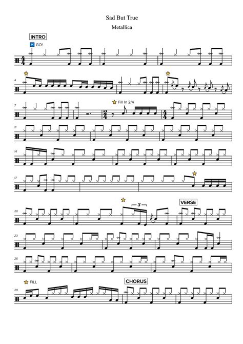 Metallica Sad But True Sheets By Magic Drum Sheets