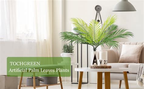 Amazon TOCHGREEN 2 PCS Artificial Tropical Palm Leaves Plastic