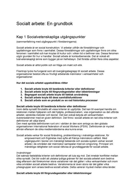 Socialt arbete En grundbok Kap 1 Socialvetenskapliga utgångspunkter