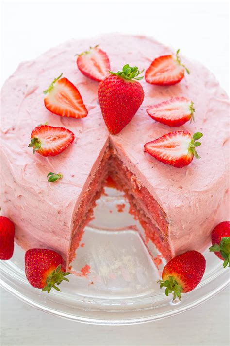 Easy Strawberry Layer Cake Frosting Using Cake Mix Averie Cooks