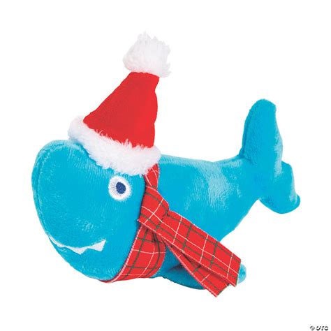 Christmas Blue Stuffed Santa Sharks 12 Pc