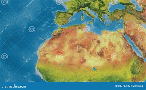 Globe Centered On Algeria Neighborhood Topographic Map Stock