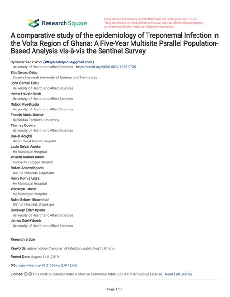 (PDF) A comparative study of the epidemiology of Treponemal Infection ...