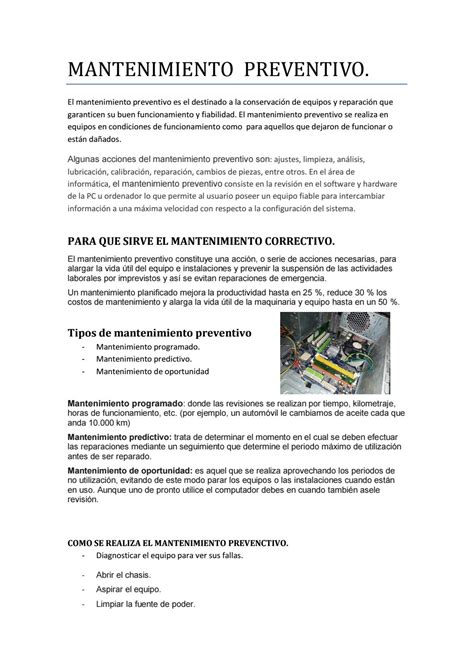 Mantenimiento Preventivo Y Correctivo 8 By Esteban Rozo Gomez Issuu