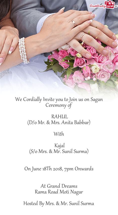 We Cordially Invite You To Join Us On Sagan Ceremony Of Free Cards