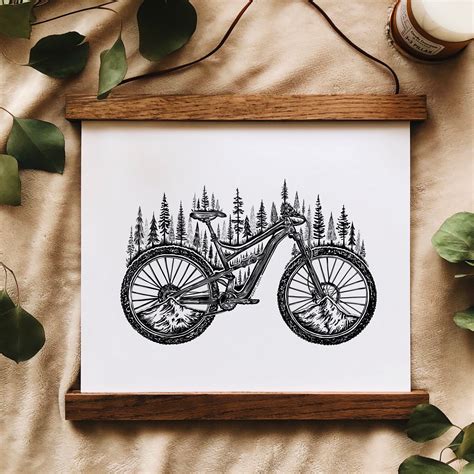 Forested Bicycle Art Print Wanderlust Wall Art Bicycle Lover - Etsy