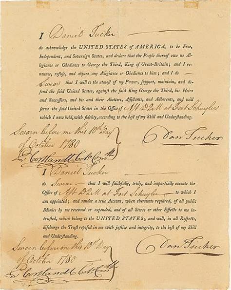 Lot Continental Army Loyalty Oath