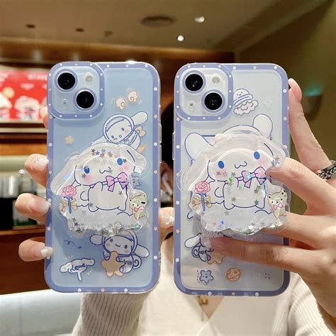 Cinnamoroll Sanrio With Quicksand Stand Phone Case For Iphone 11 12 13