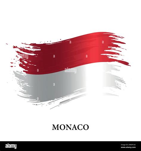 Grunge Flag Of Monaco Brush Stroke Vector Background Stock Vector