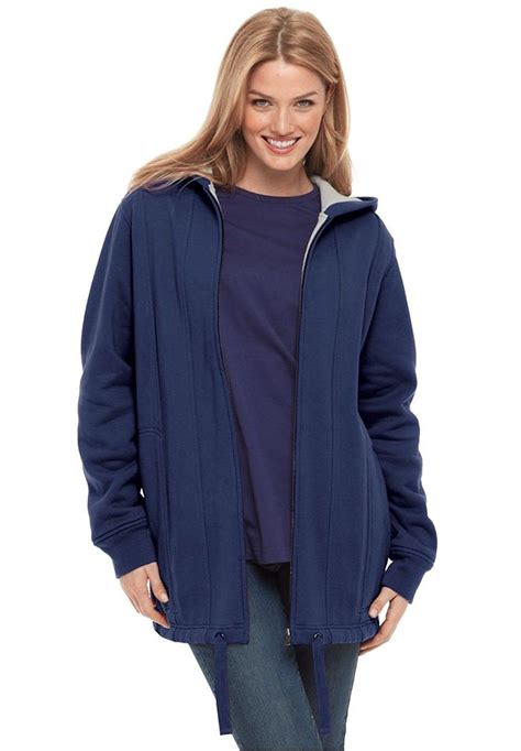 Womens Plus Size Jacket Thermal Lined Hooded Fleece With Drawstring Hem This Is An Amazon