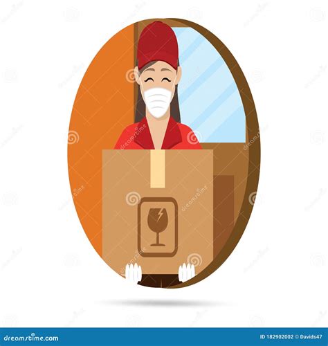 Delivery Woman with a Package Stock Vector - Illustration of clipart