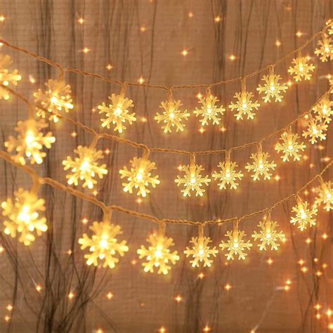 QISIWOLE Christmas Lights 20 Ft 40 LED Snowflake String Lights Battery