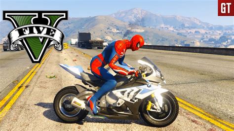 Avengers Spider Man Takes A Day Off To Ride BMW Superbike In GTA 5