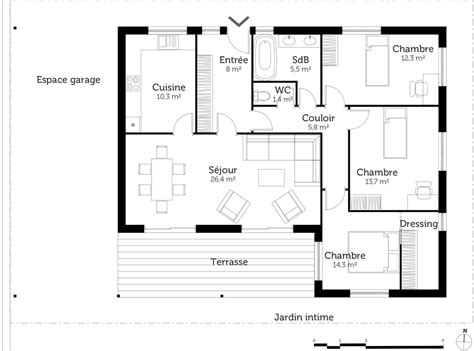 Conversely Attract Member Plan Maison En L 3 Chambres Plain Pied Tiny