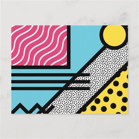 Abstract 80s memphis pop art style graphics postcard | Zazzle | Pop art colors, Pop art ...