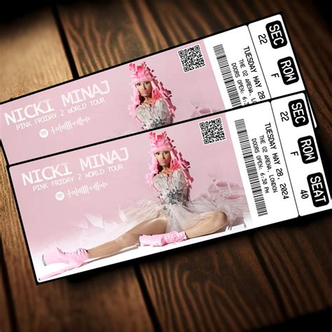 Printable Nicki Minaj Ticket Pink Friday 2 World Tour 2024 Music Concert Show Pass Surprise Gift ...