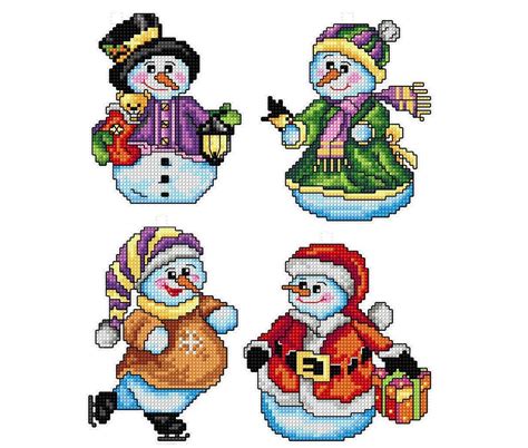 Cross Stitch Kit Christmas Ornaments On Plastic Canvas Etsy