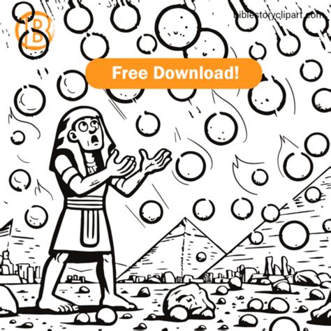 The Seventh Plague Of Egypt Hail Coloring Page Bible Story Clipart