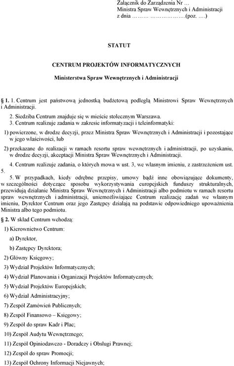 ZARZĄDZENIE NR MINISTRA SPRAW WEWNĘTRZNYCH I ADMINISTRACJI z dnia r