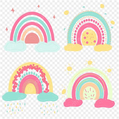 Kawaii Rainbow Png Image Kawaii Cute Rainbow With Clouds Hand Drawing