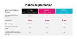 Tabla De Precios Moderna Plantilla De Sitio Web