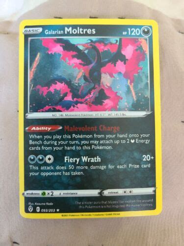 Galarian Moltres Holo Rare Evolving Skies Mint Free Shipping Ebay