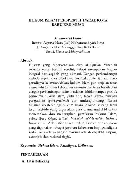 Pdf Hukum Islam Perspektif Paradigma Baru Keilmuan