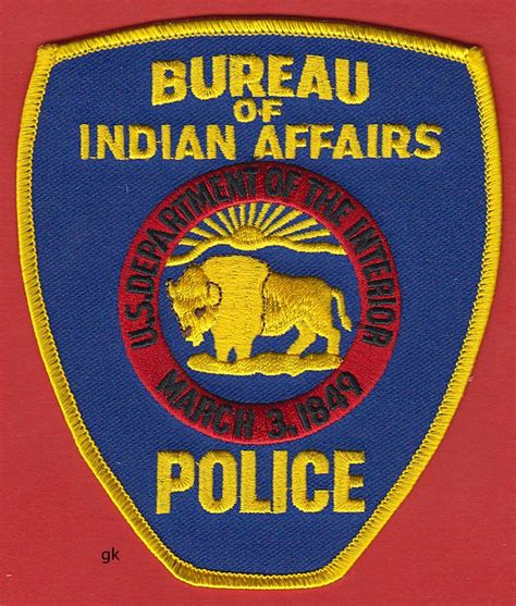 Bureau Indian Affairs Dept Interior Police Shoulder Patch Buffalo • 7