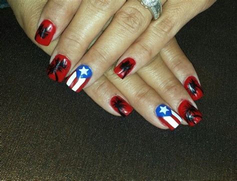 Puerto Rico Nail Design. Puerto Rican Flag & palm trees. | Flag nails ...