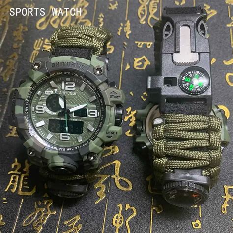 Shiyunme Military Sports Watch Men Led Digital Quartz Double Display