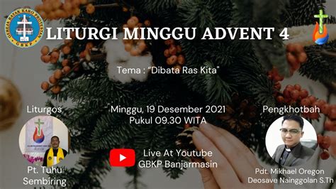 Ibadah Minggu Adven IV 19 Desember 2021 YouTube