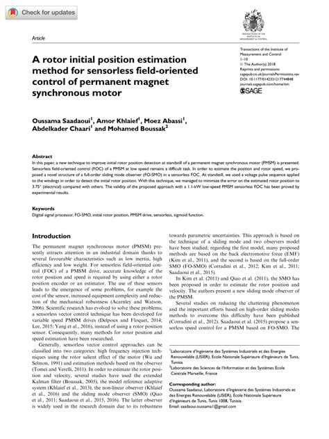 Pdf A Rotor Initial Position Estimation Method For Sensorless Field