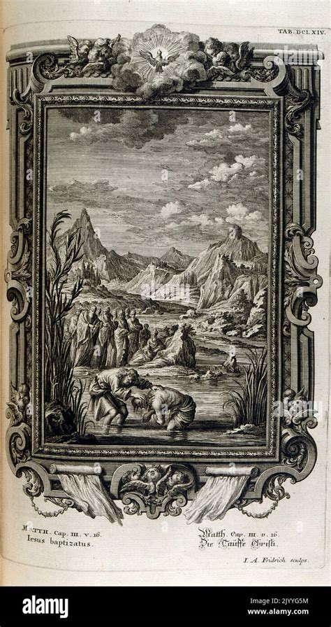 Engraving Depicting Jesus Baptising The People From The Gospel Of