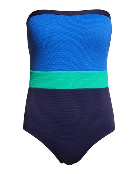 Tommy Bahama Island Cays Colorblock Bandeau One Piece Swimsuit Neiman