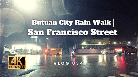 Butuan City Rain Walk San Francisco Street City Night Walk 4K HDR