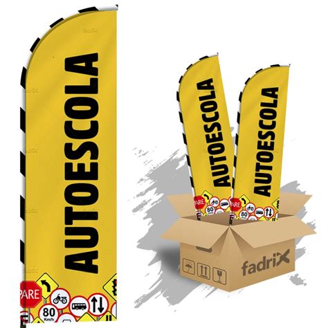 Wind Banner Dupla Face Mt Auto Escola Kit C Unds Na Fadrix