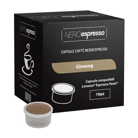 16 Capsule Ginseng Compatibili Lavazza Espresso Point Nero Espresso